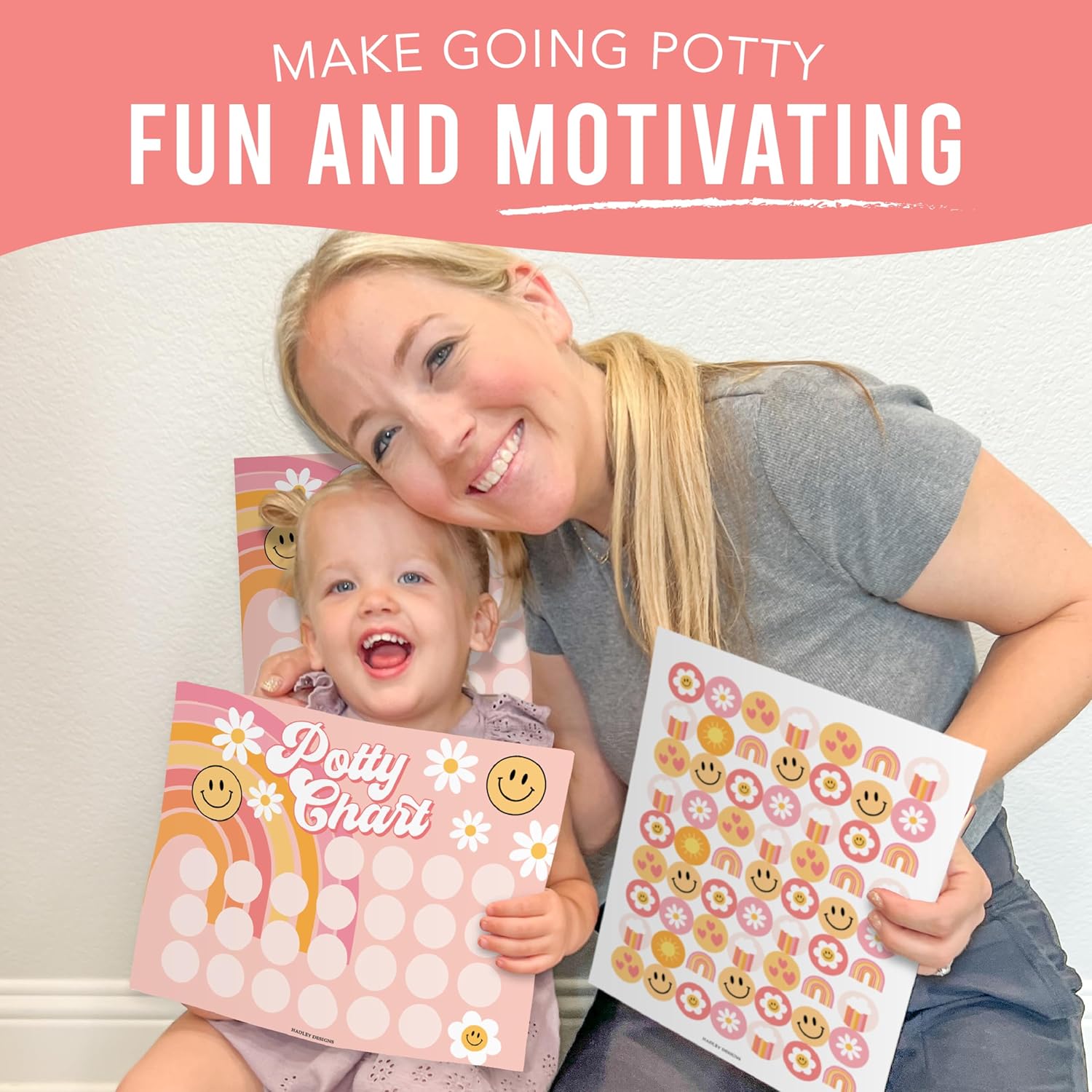 Hadley Designs Retro Potty Training Chart for Toddler Girls 1