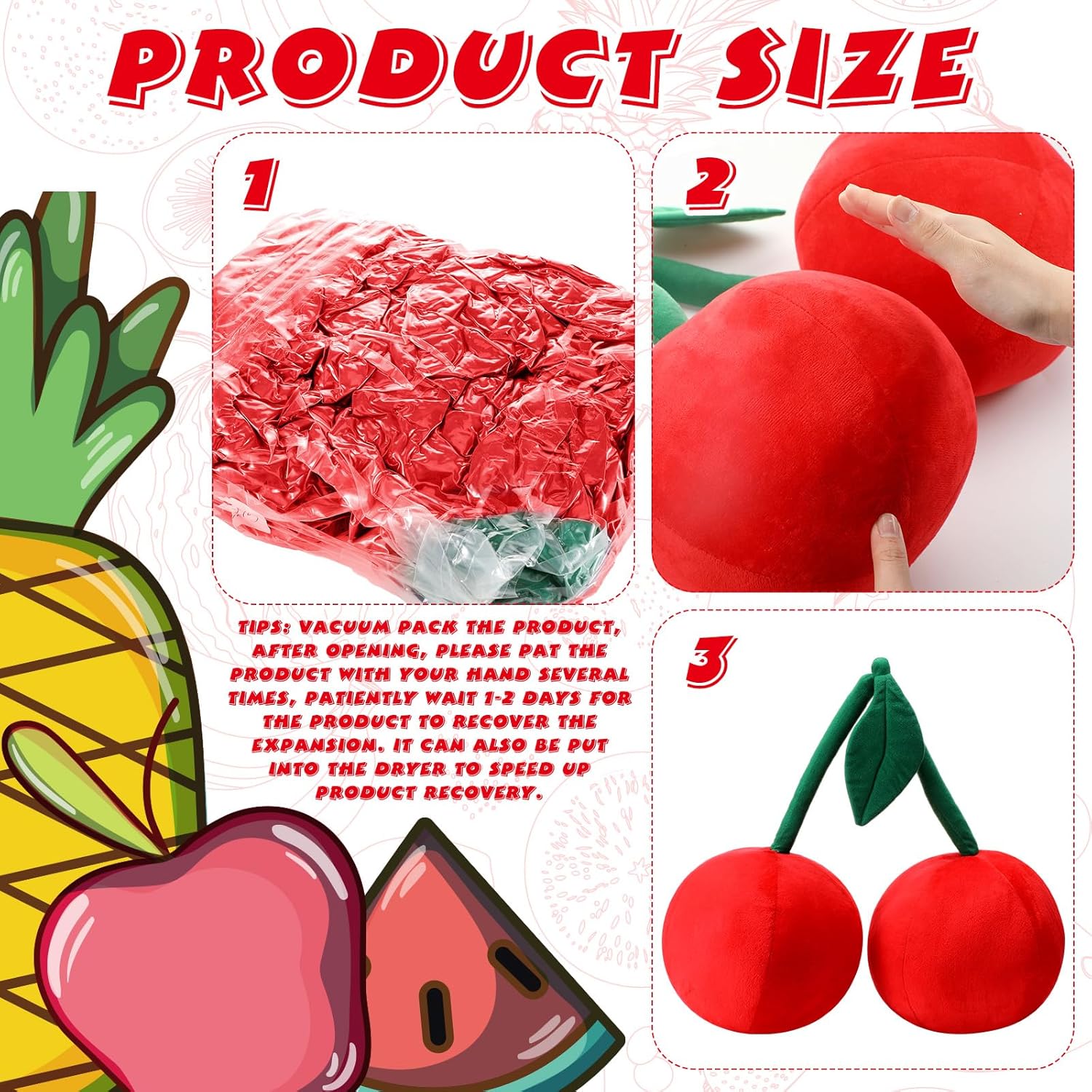 Cute Cherry Plush Pillow for Home Decor