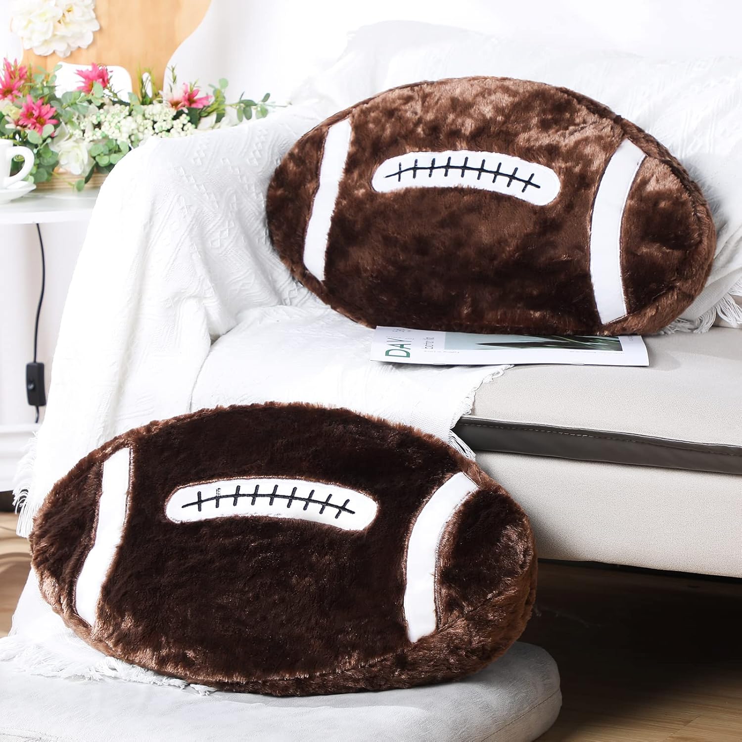 Jetec Football Shaped Plush Pillow Set
