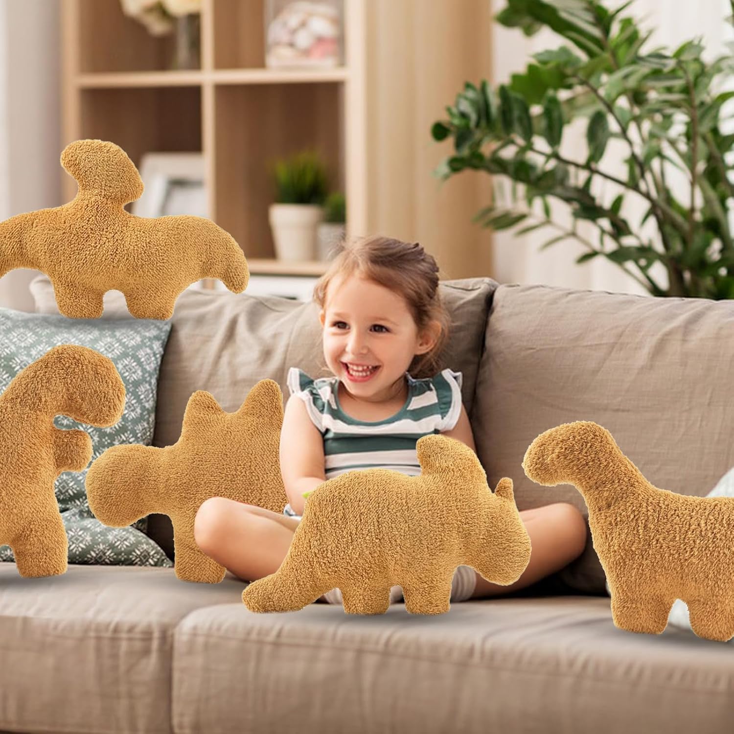 Dino Nugget Plush Pillow for Kids Room Decor