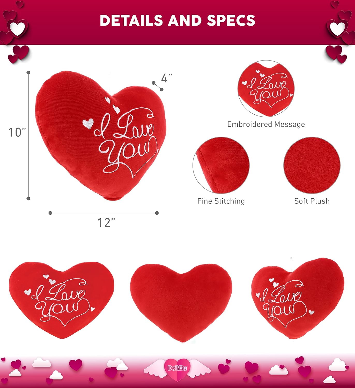 DolliBu I Love You Red Heart Pillow 1