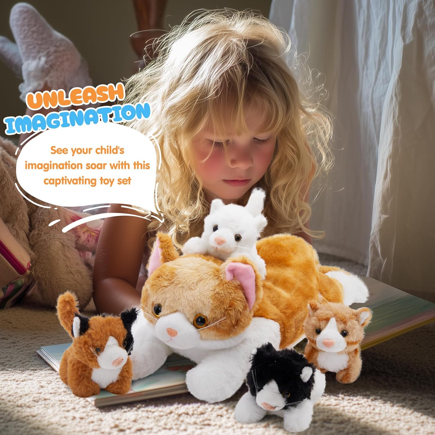 WeWill 15 Inch Cat Family Plush Set
