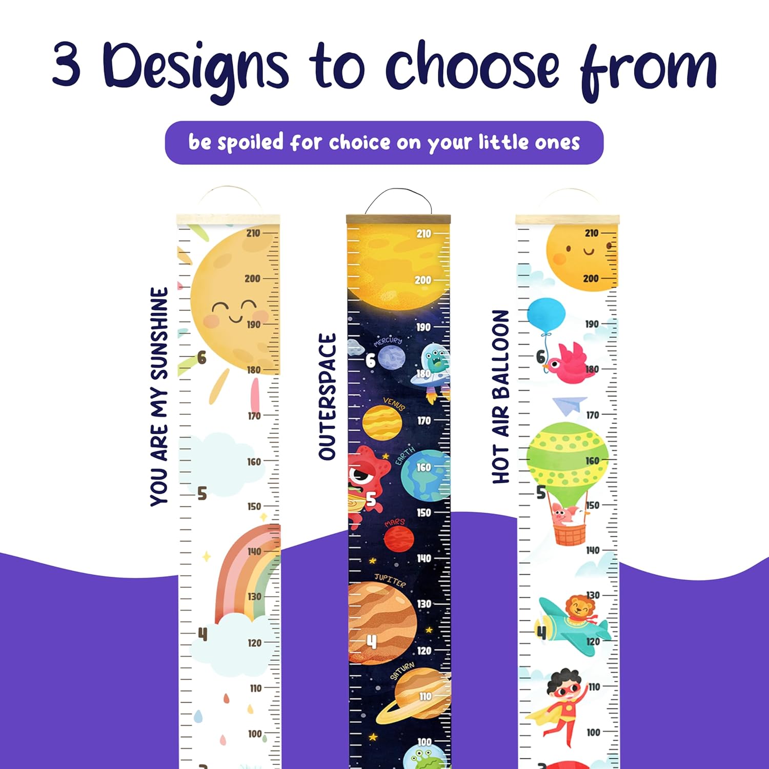 Kids Growth Chart for Wall - Outer Space Design