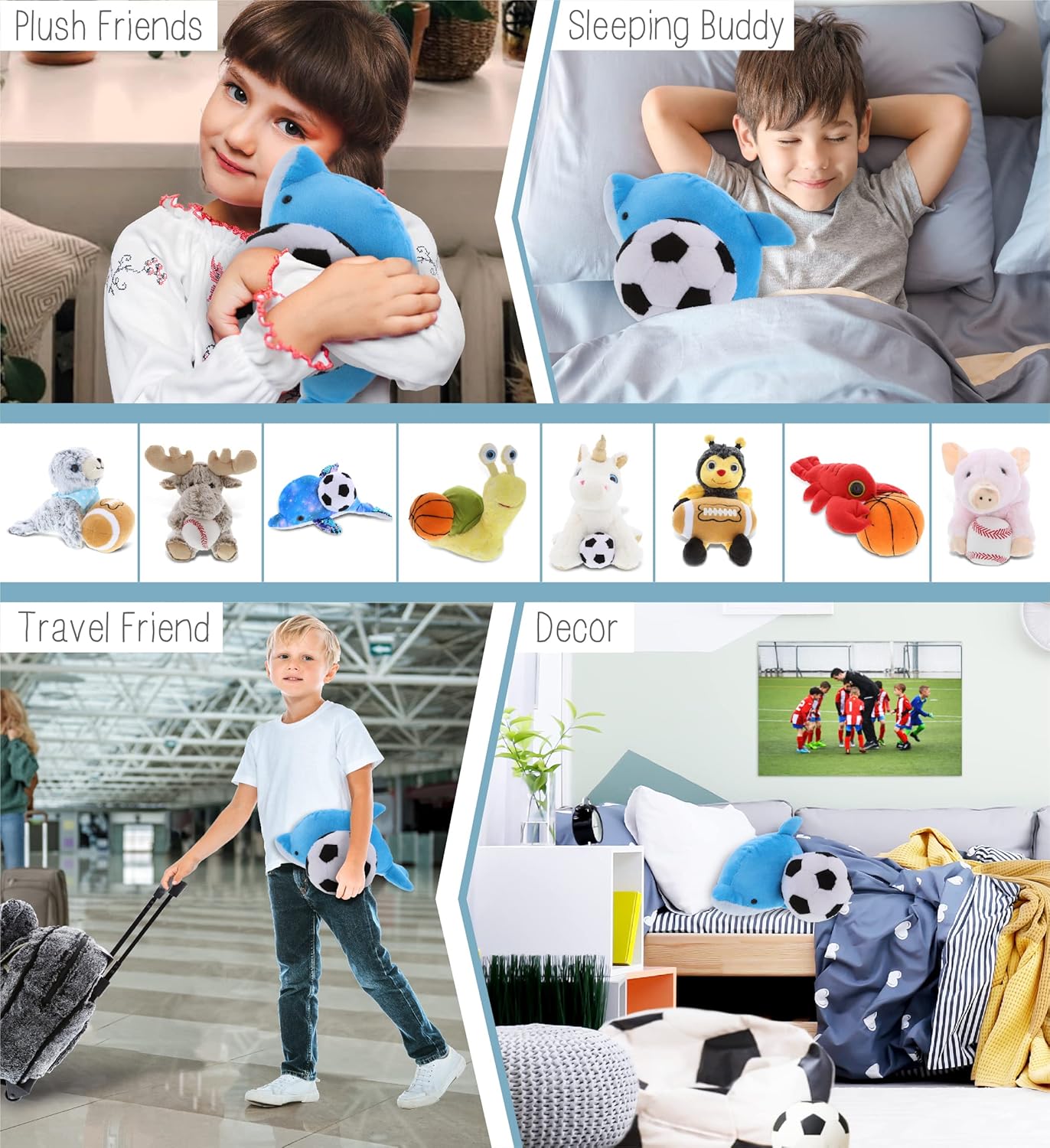 DolliBu Dolphin Plush with Soccer Ball