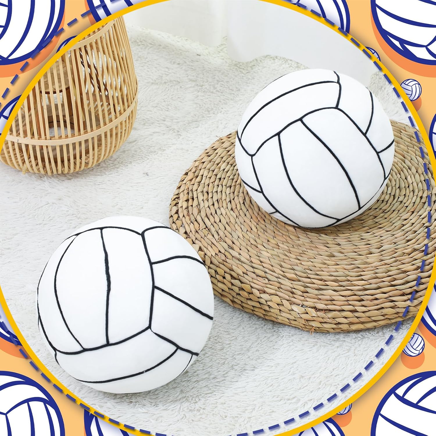 Gerrii 2 Pcs 3D Volleyball Plush Pillow