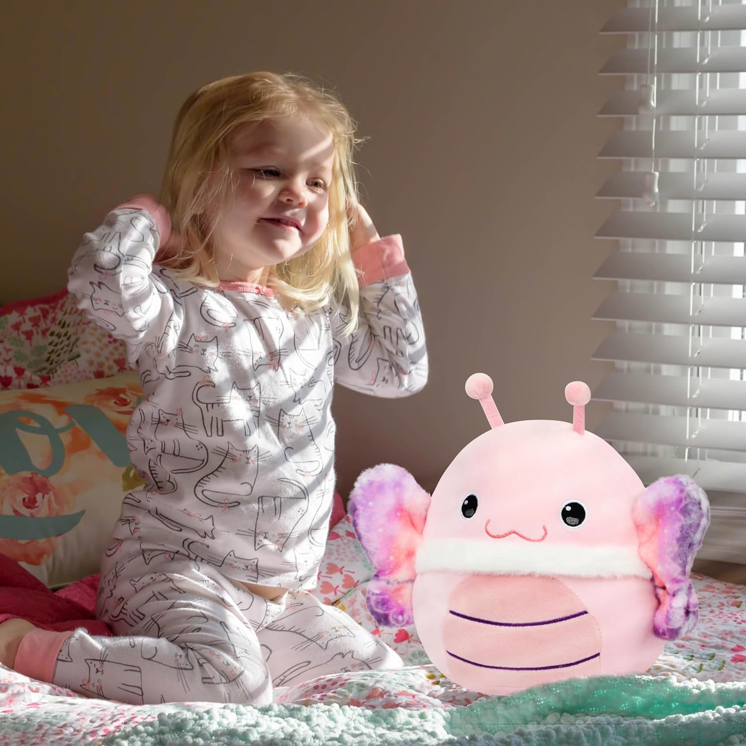 Easfan Pink Butterfly Plush Pillow for Kids