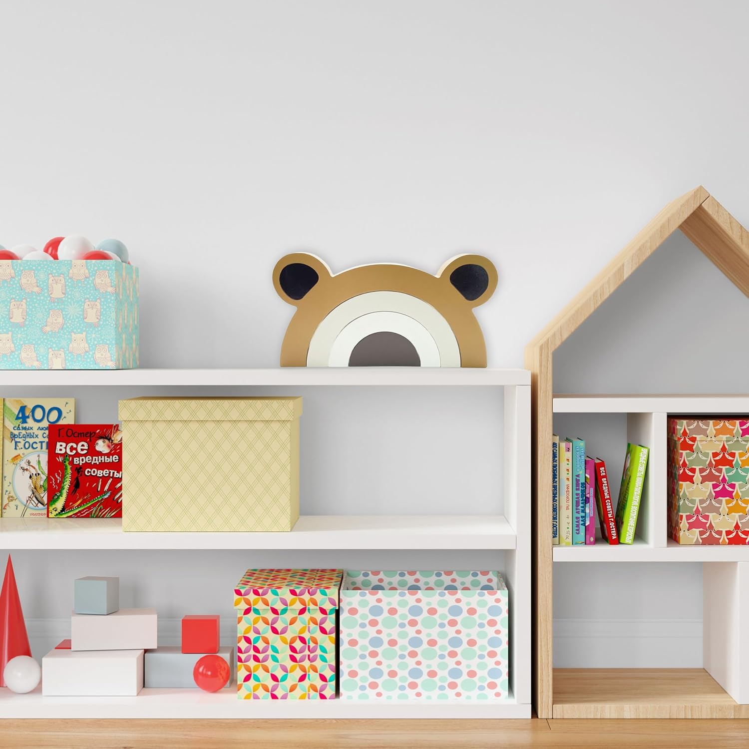 Wooden Bear Rainbow Decor for Nursery Room