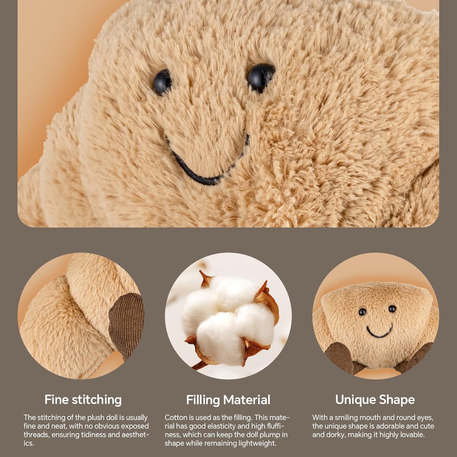 142 Inch Croissant Plush Toy - Soft Stuffed Animal Pillow