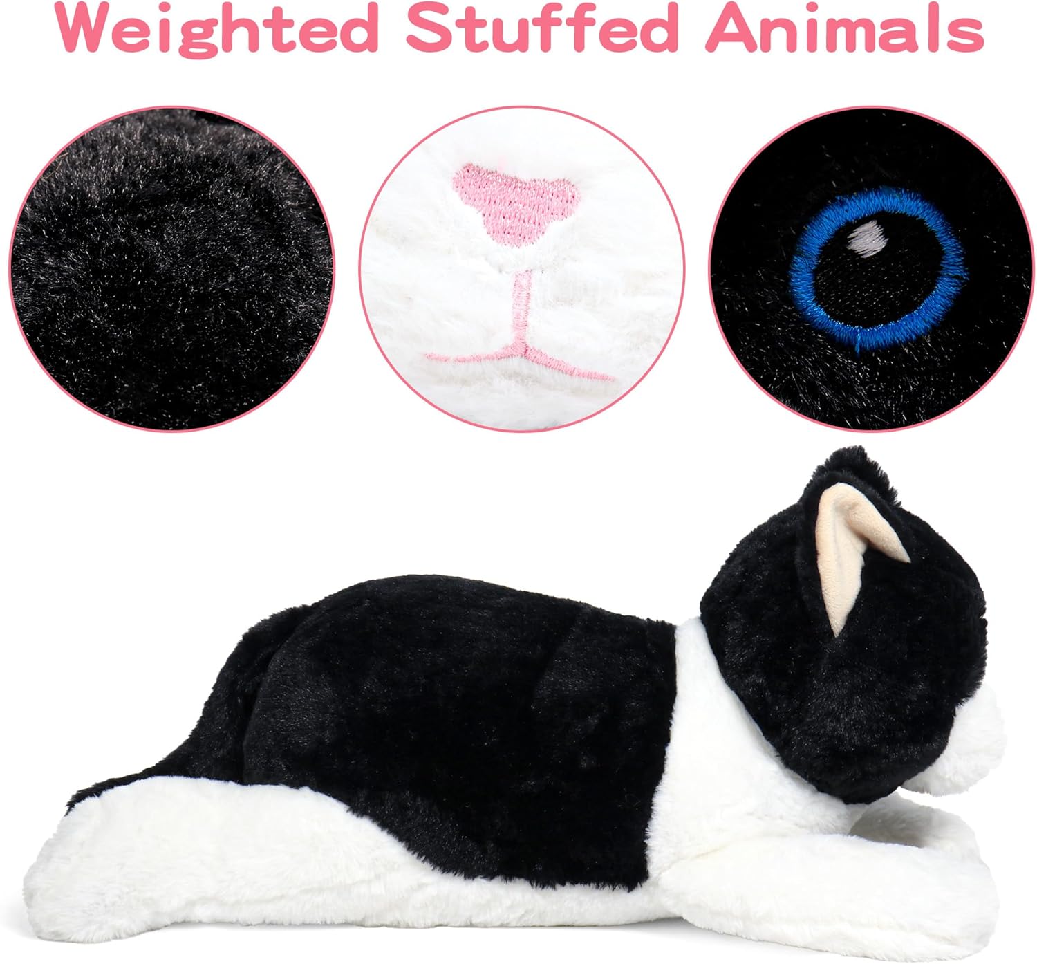 5lbs Black White Cat Weighted Plush Pillow