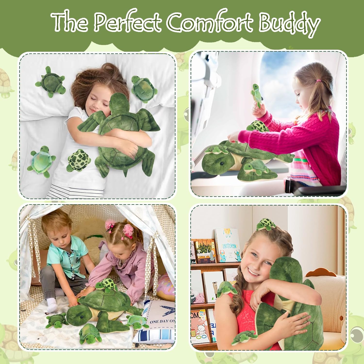 5 Piece Turtle Plush Toy Set with Hidden Babies