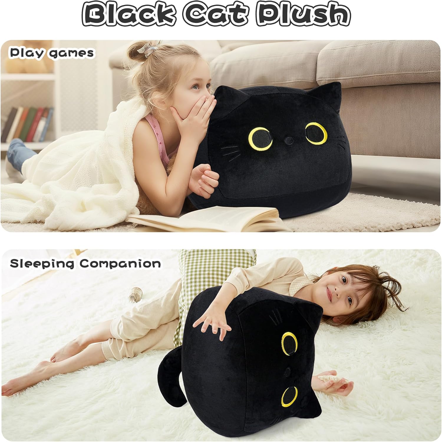 Big Black Cat Plush Pillow