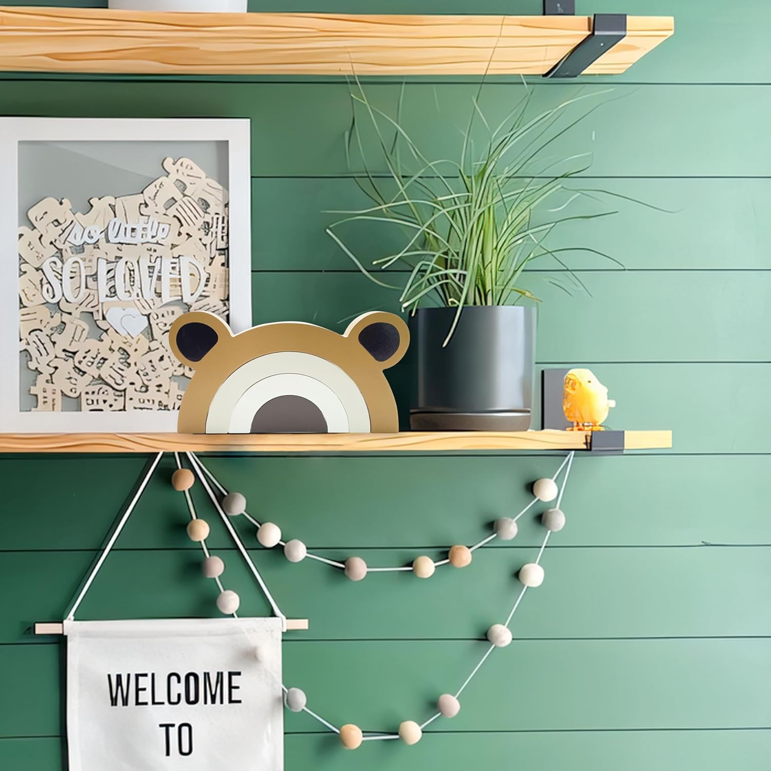 Wooden Bear Rainbow Decor for Nursery Room