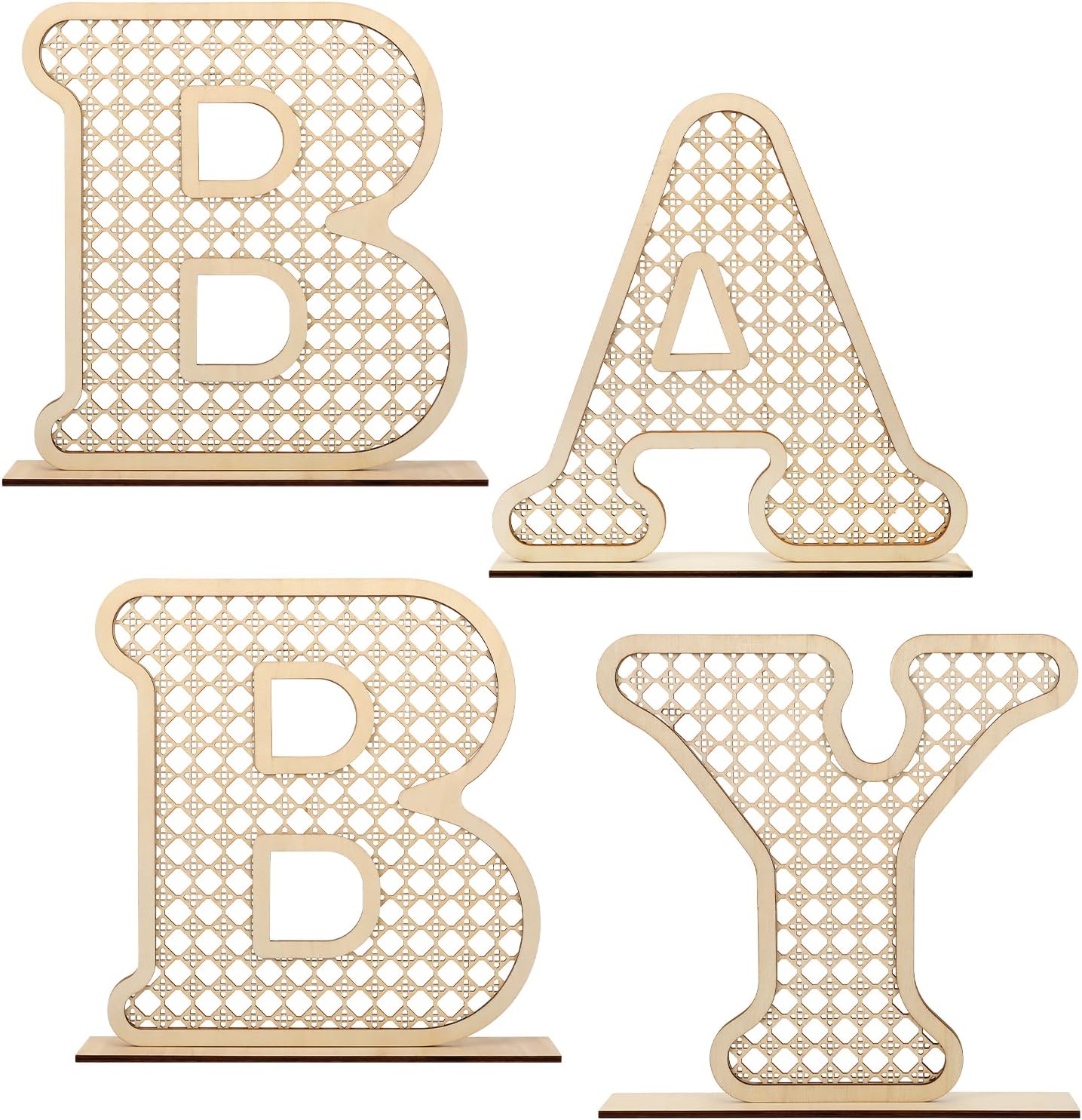 4 Pcs Rattan Wood Baby Letters