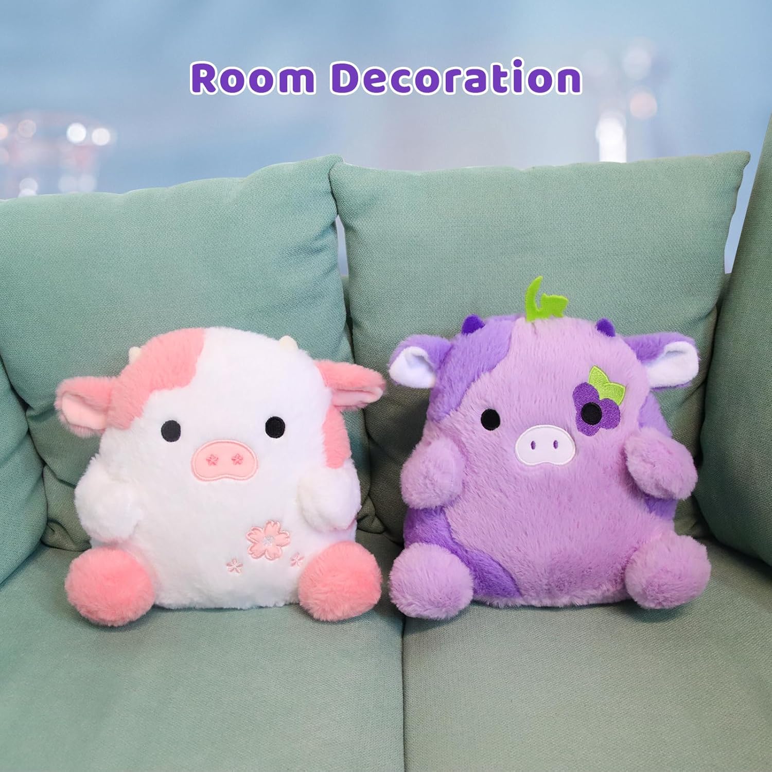 Purple Cow Plush Pillow for Kids and Home Decoration