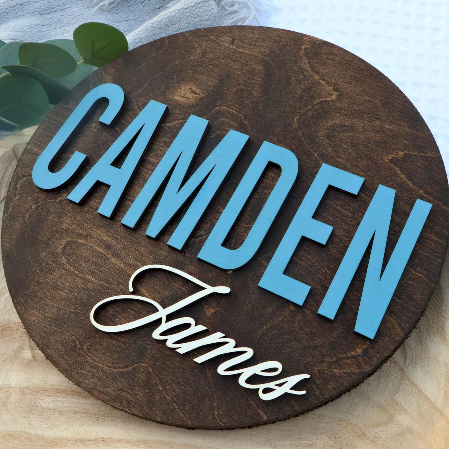 Custom Round Nursery Name Sign 1