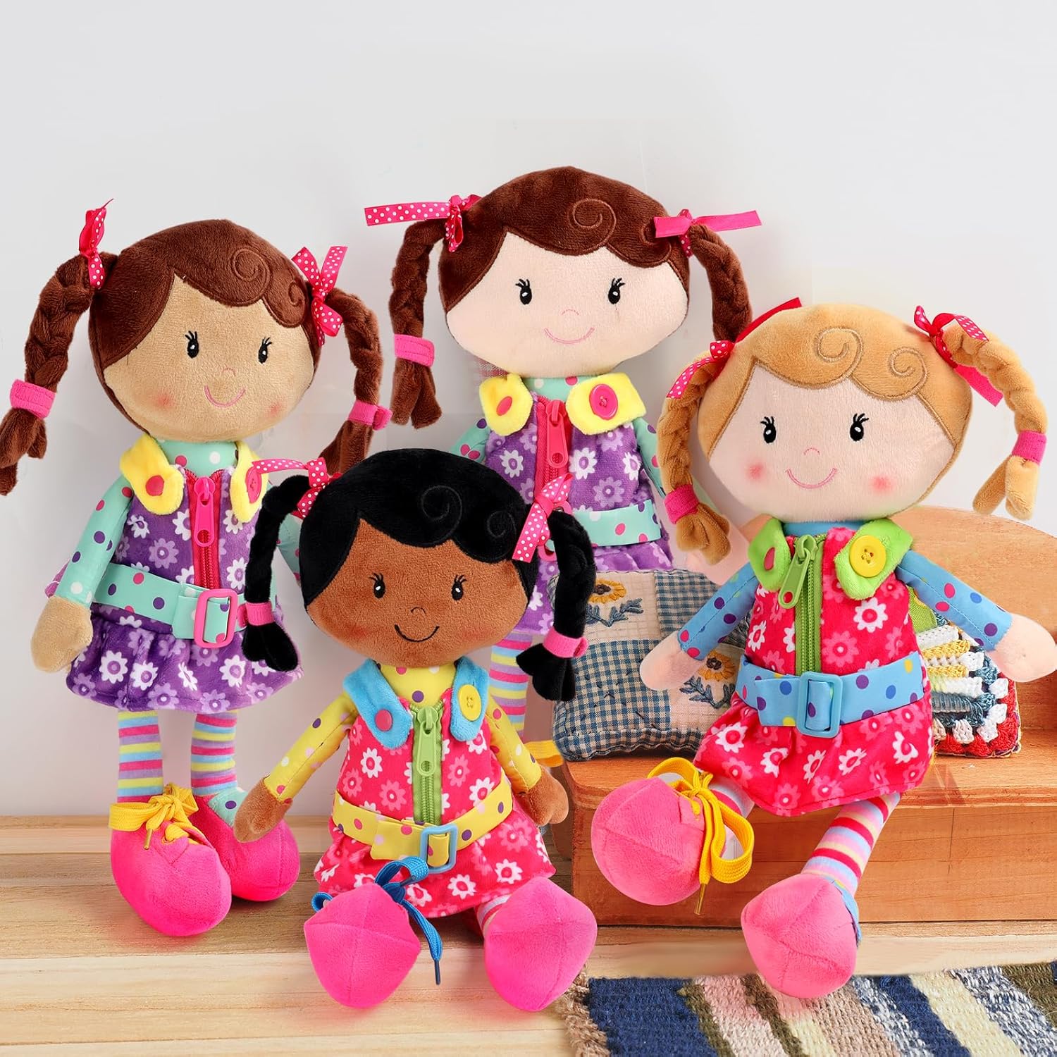 Sugar Snap Plush Learn to Dress Doll for Toddlers