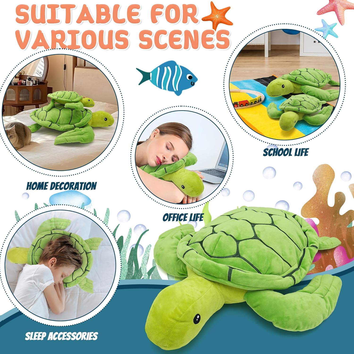 Giant Turtle Plush Animal 24 Inch Soft Pillow