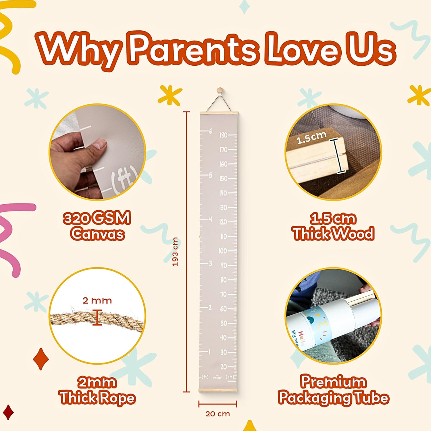 Customizable Kids Height Wall Chart 1