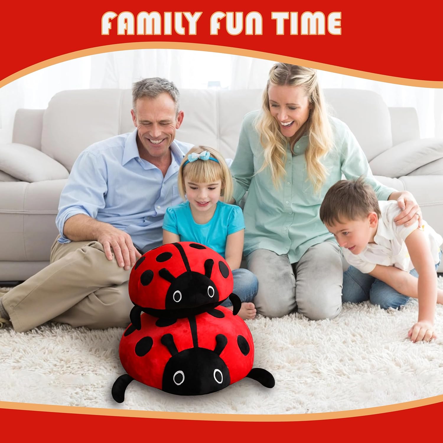 16 Inch Realistic Ladybug Plush Pillow