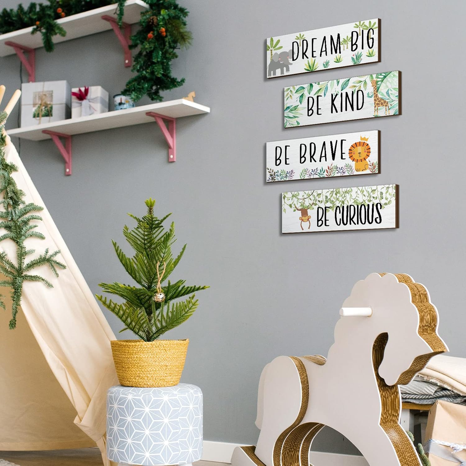 Yookeer 4 Piece Jungle Animal Wall Decor