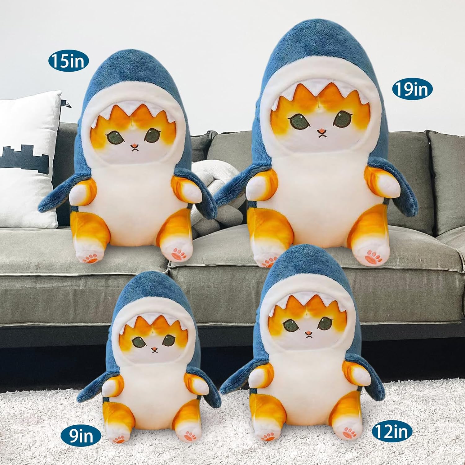 Kawaii Shark Cat Plush Pillow Toy