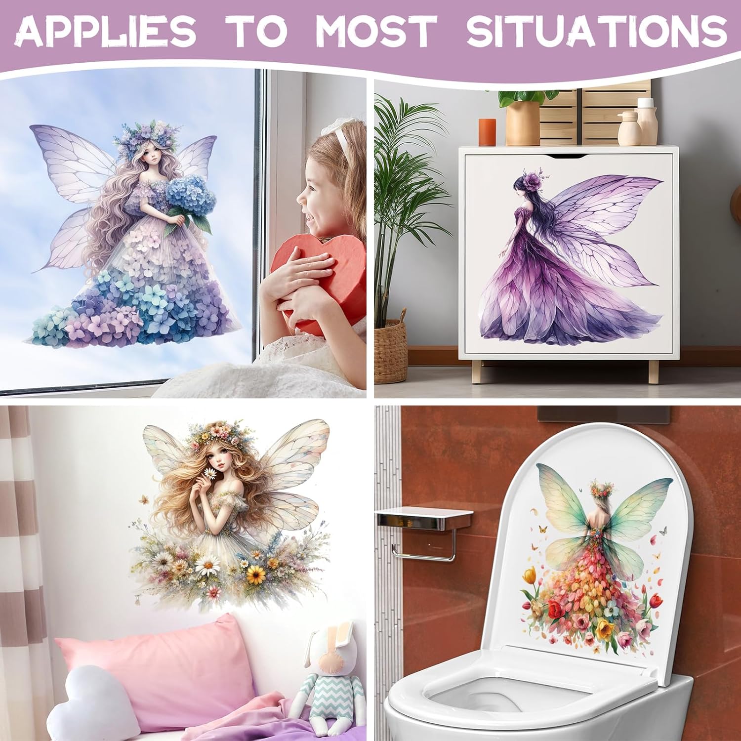 2 Sheets Removable Butterfly Girl Wall Decals