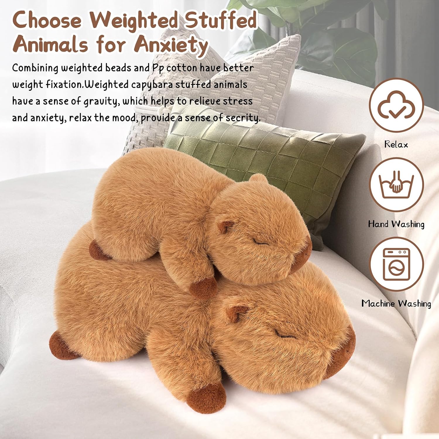 Weighted Capybara Plush Pillow - 2lb 15