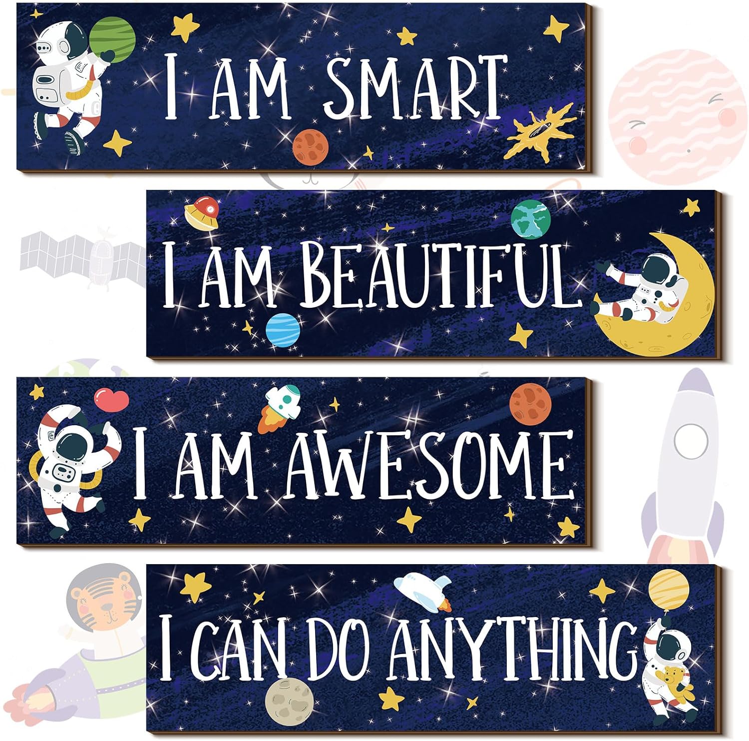 Yookeer 4 Pcs Space Wall Decor for Kids Bedroom