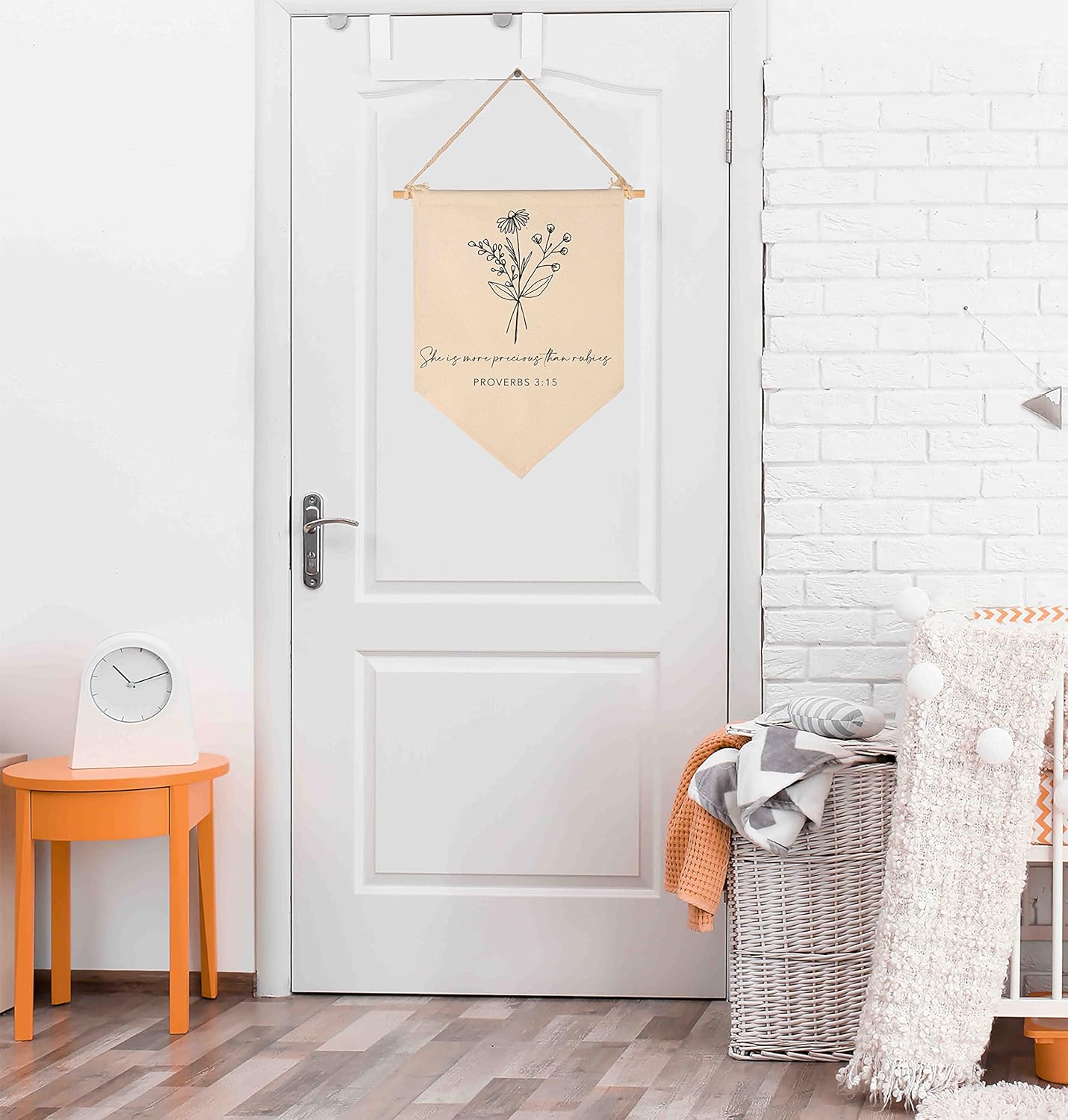 FYSIA Nursery Scripture Bible Verse Canvas Flag Banner Wall Decor