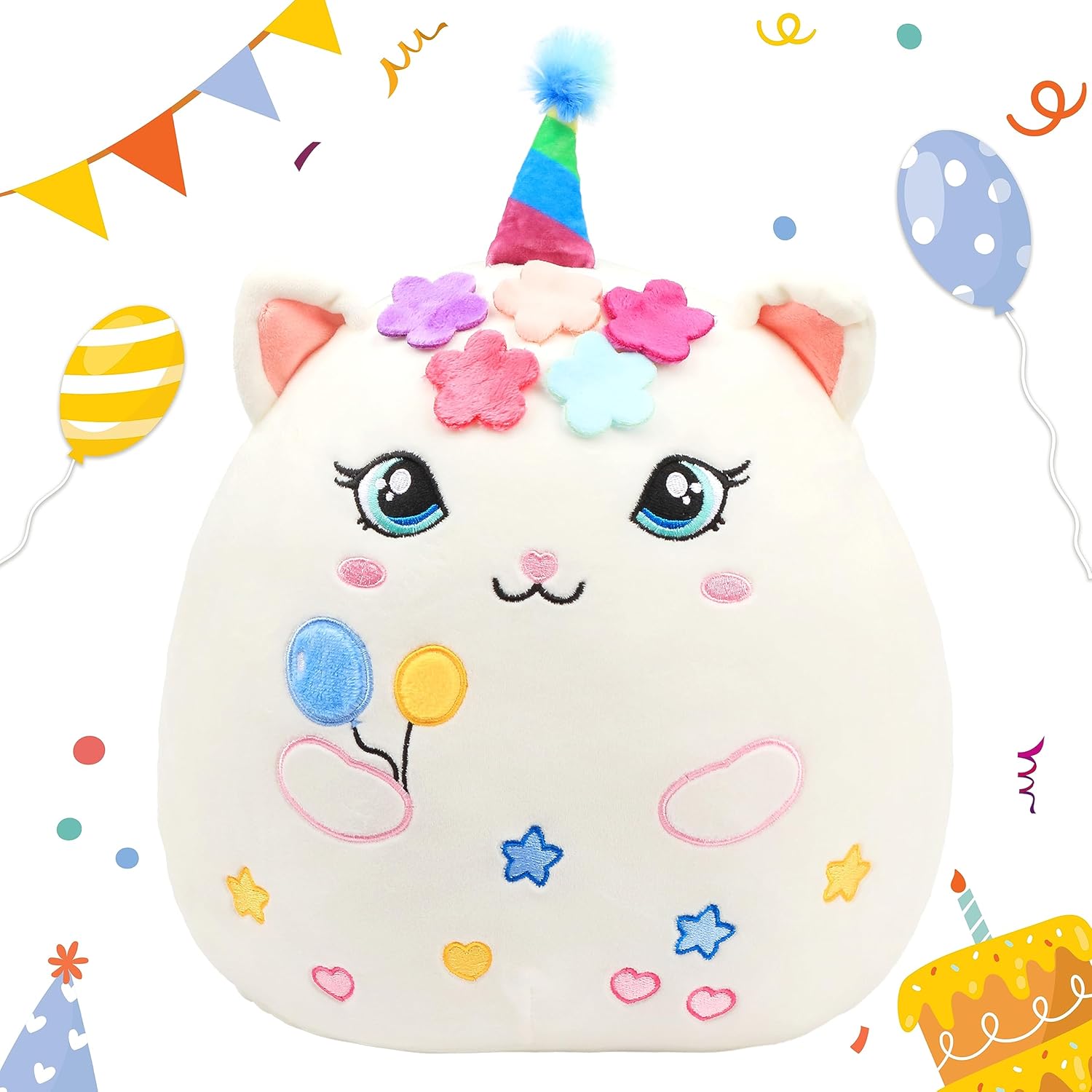Easfan Birthday Princess Kitty Plush Pillow