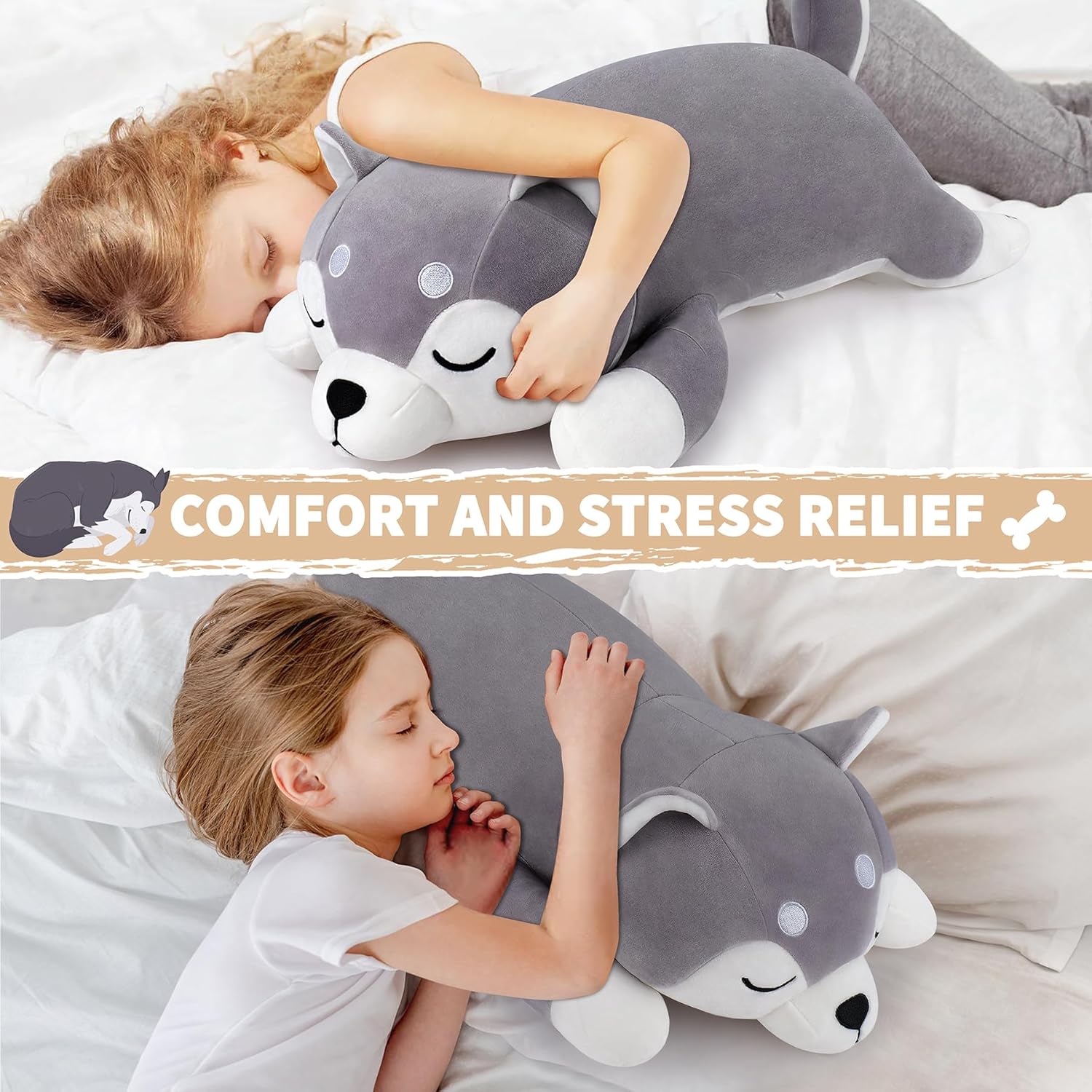 Auspicious Beginning 30 Inch Husky Plush Pillow
