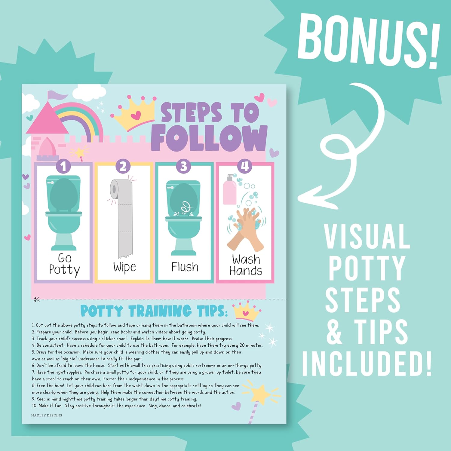 Hadley Designs Princess Potty Training Chart for Girl