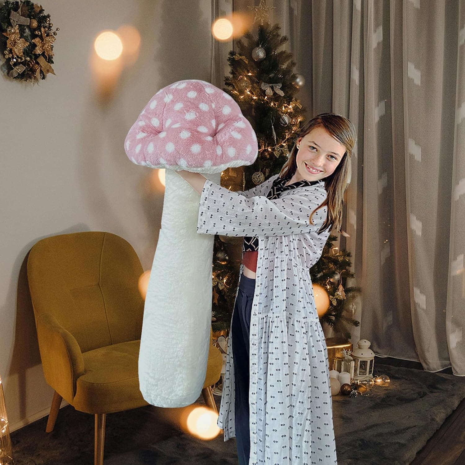 Hofun4U Mushroom Plush Pillow Pink
