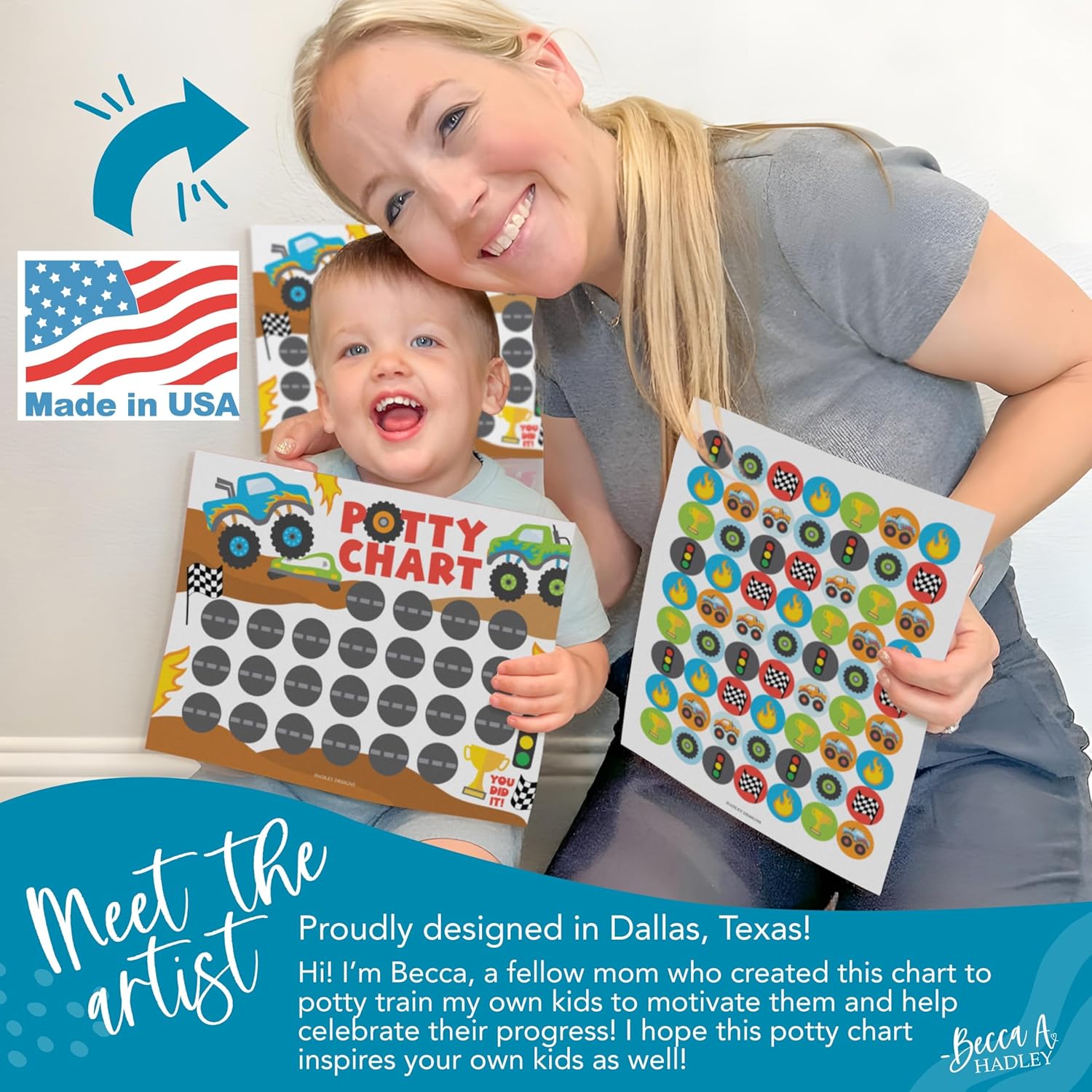 Hadley Designs Potty Training Chart for Toddlers Boys