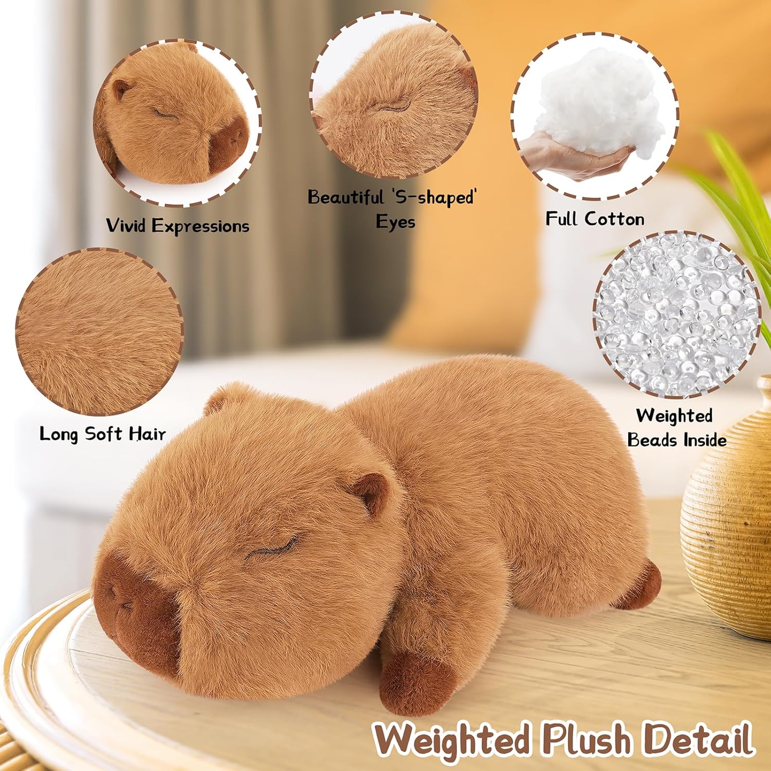 Weighted Capybara Plush Pillow - 2lb 15