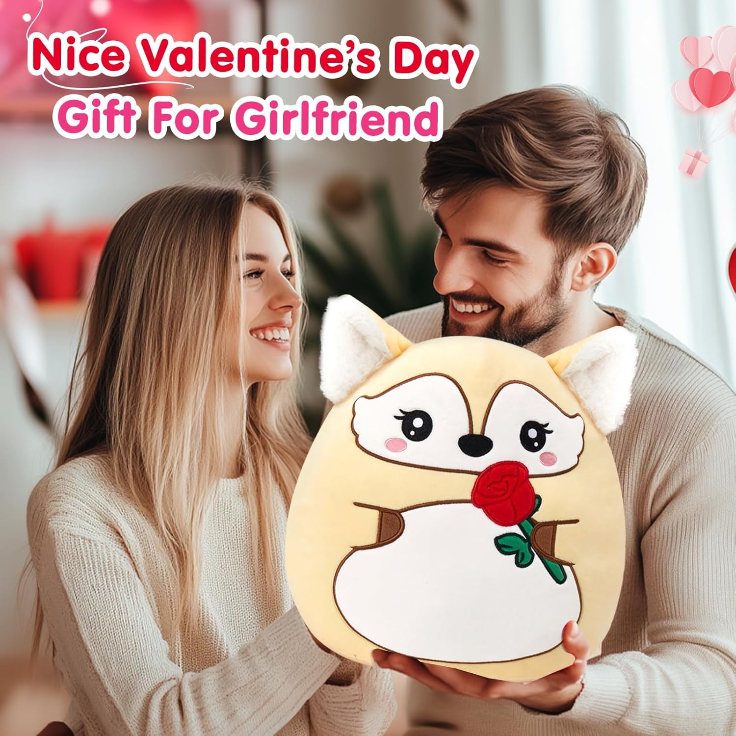 WEWILL 12 Inch Valentine Fox Plush Pillow