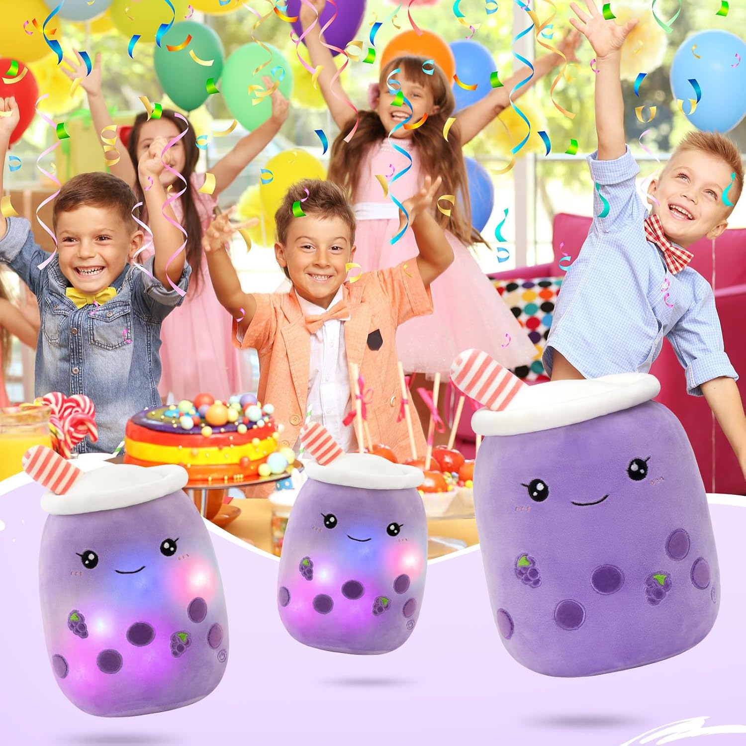 Light Up Purple Boba Pillow Toy