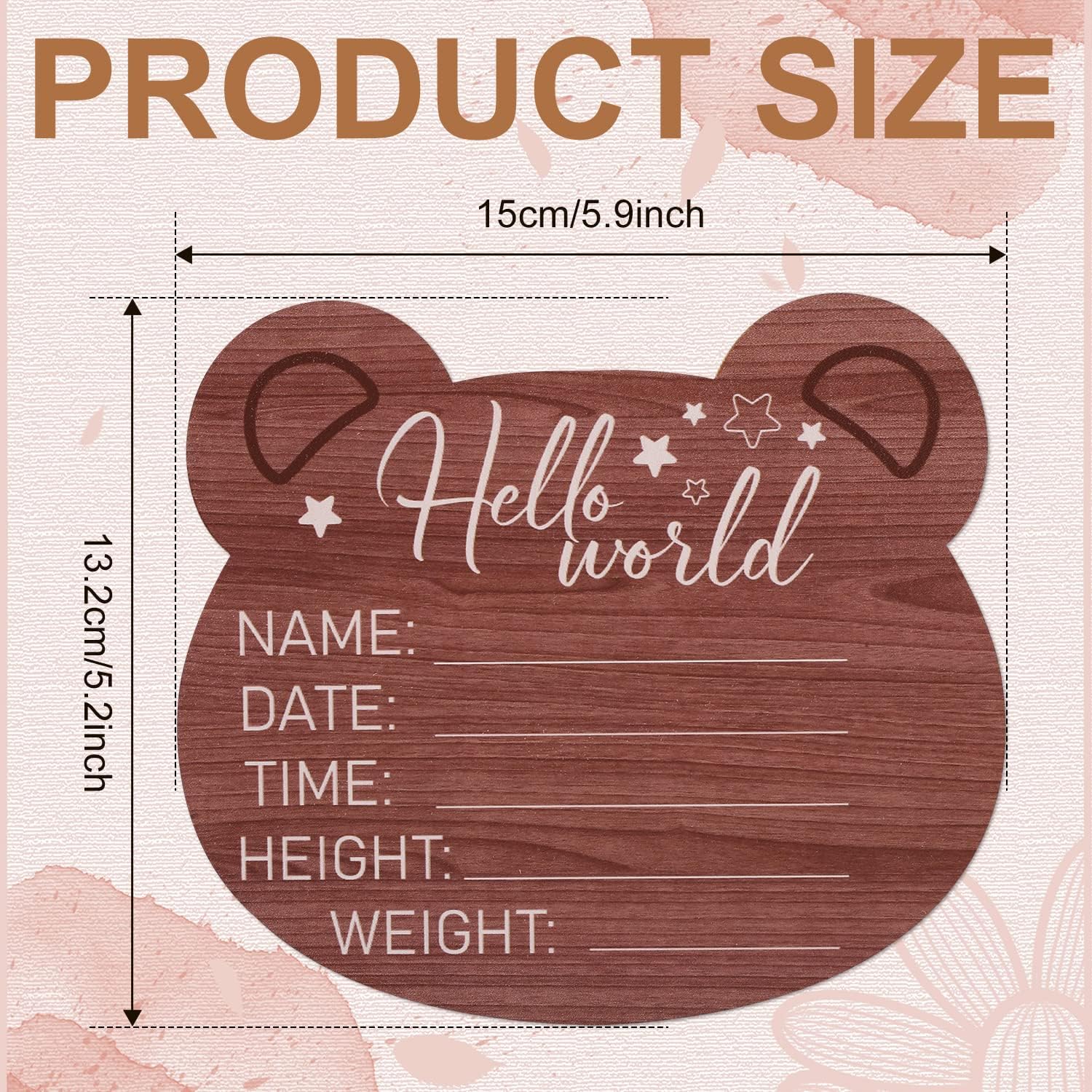 Wooden Baby Announcement Plaque With Bear Shape