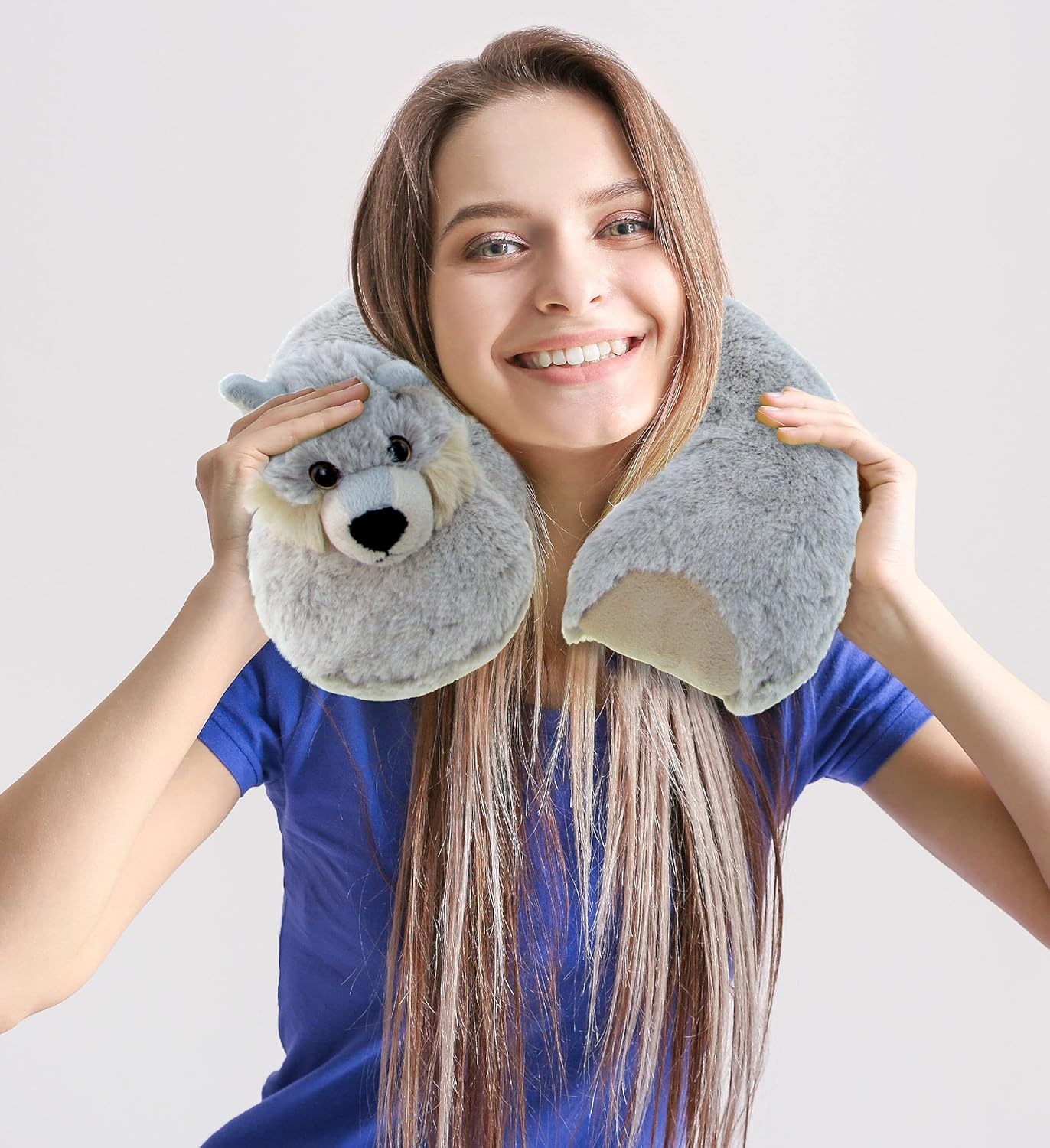 DolliBu Wolf Plush Neck Pillow