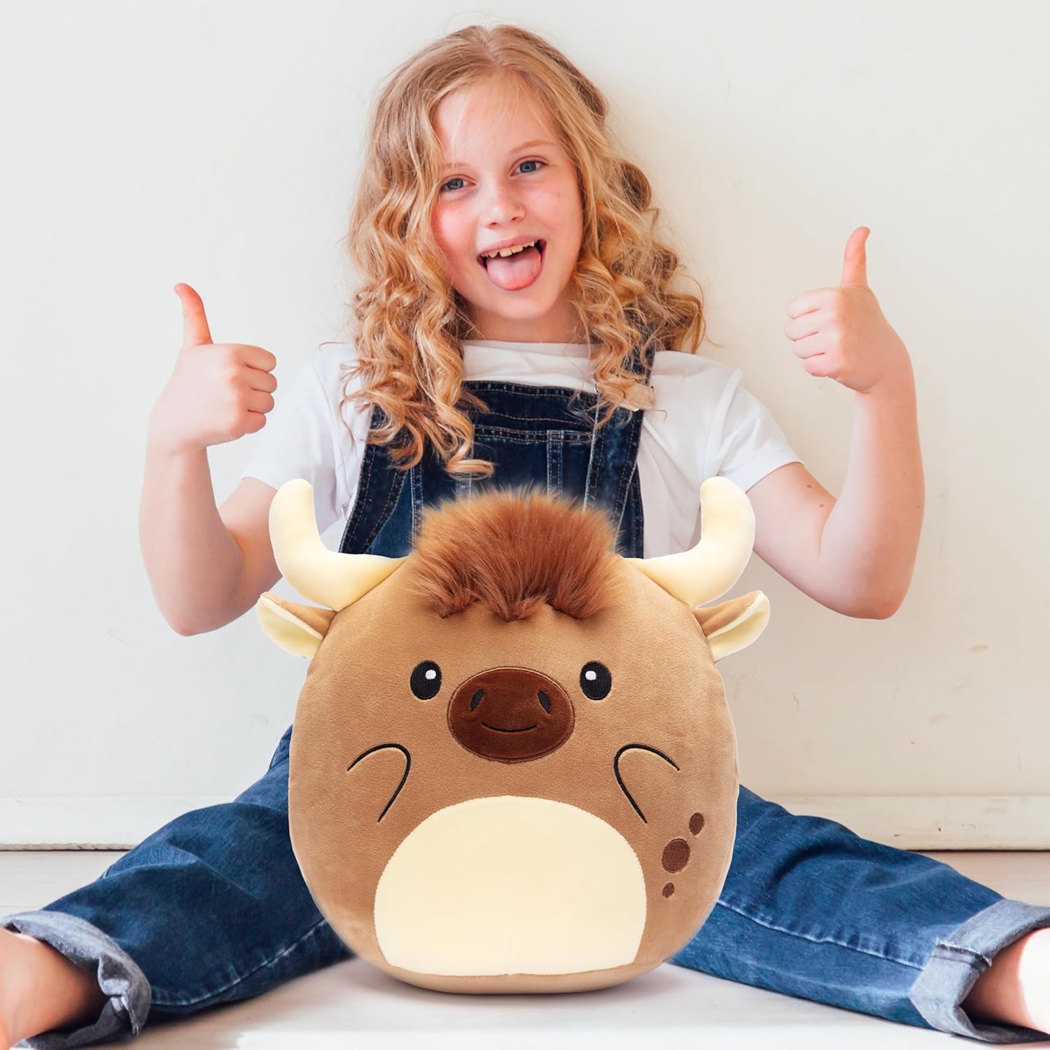 Large Scottish Cow Plush Pillow Toy 13 Inch Huggable