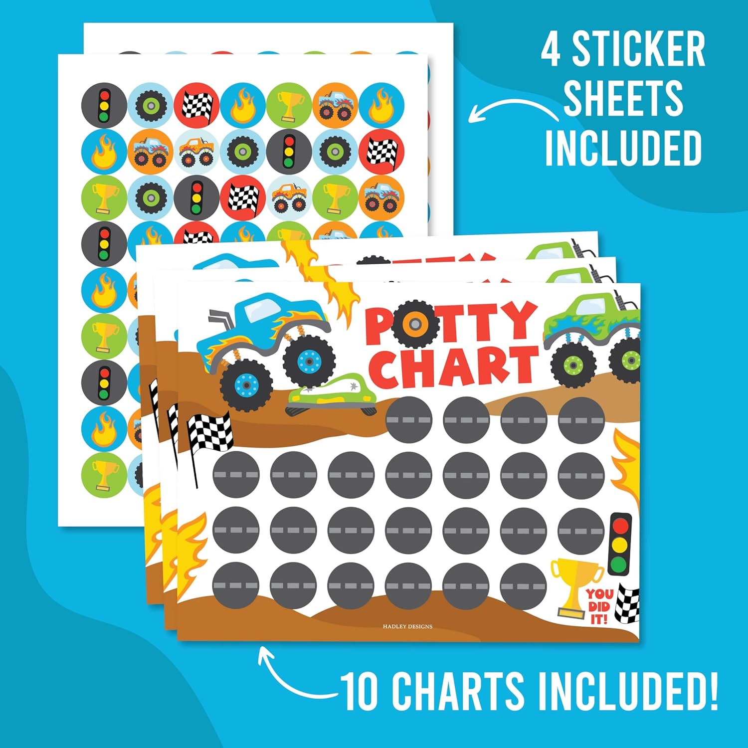 Hadley Designs Potty Training Chart for Toddlers Boys
