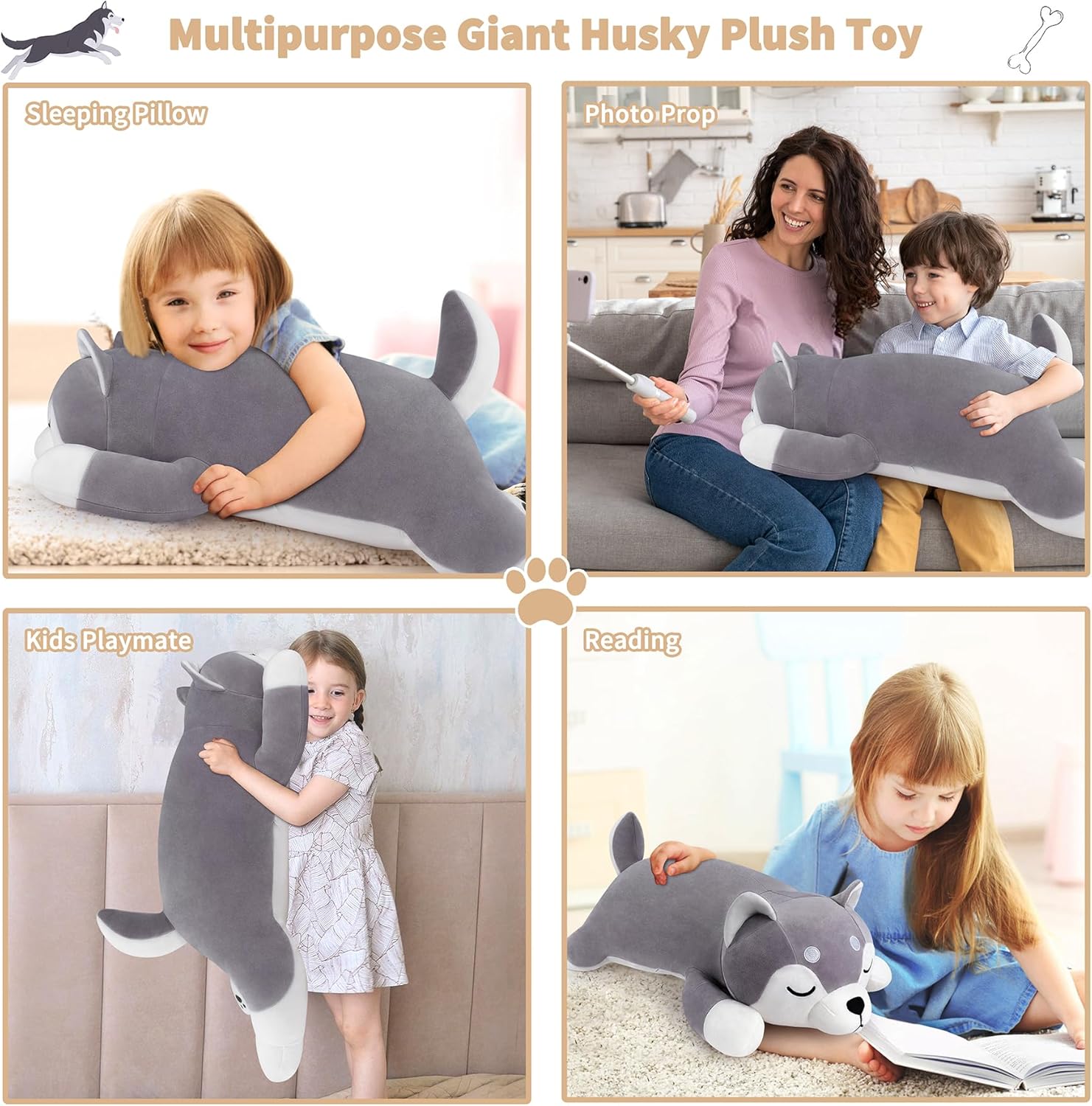Auspicious Beginning 30 Inch Husky Plush Pillow