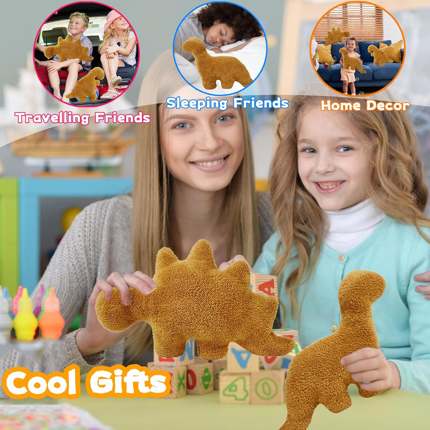 2 Pack Dino Nugget Plush Pillow