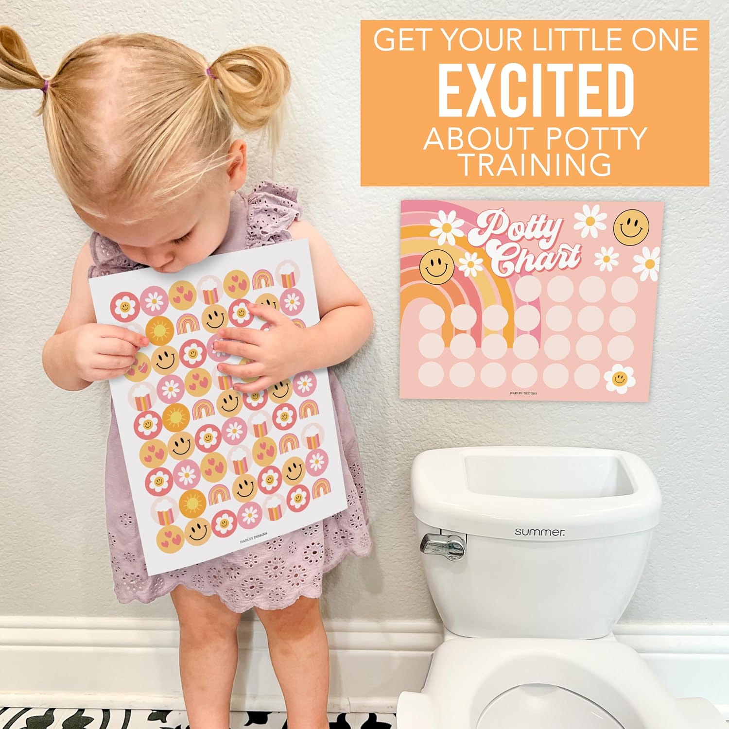 Hadley Designs Retro Potty Training Chart for Toddler Girls 1