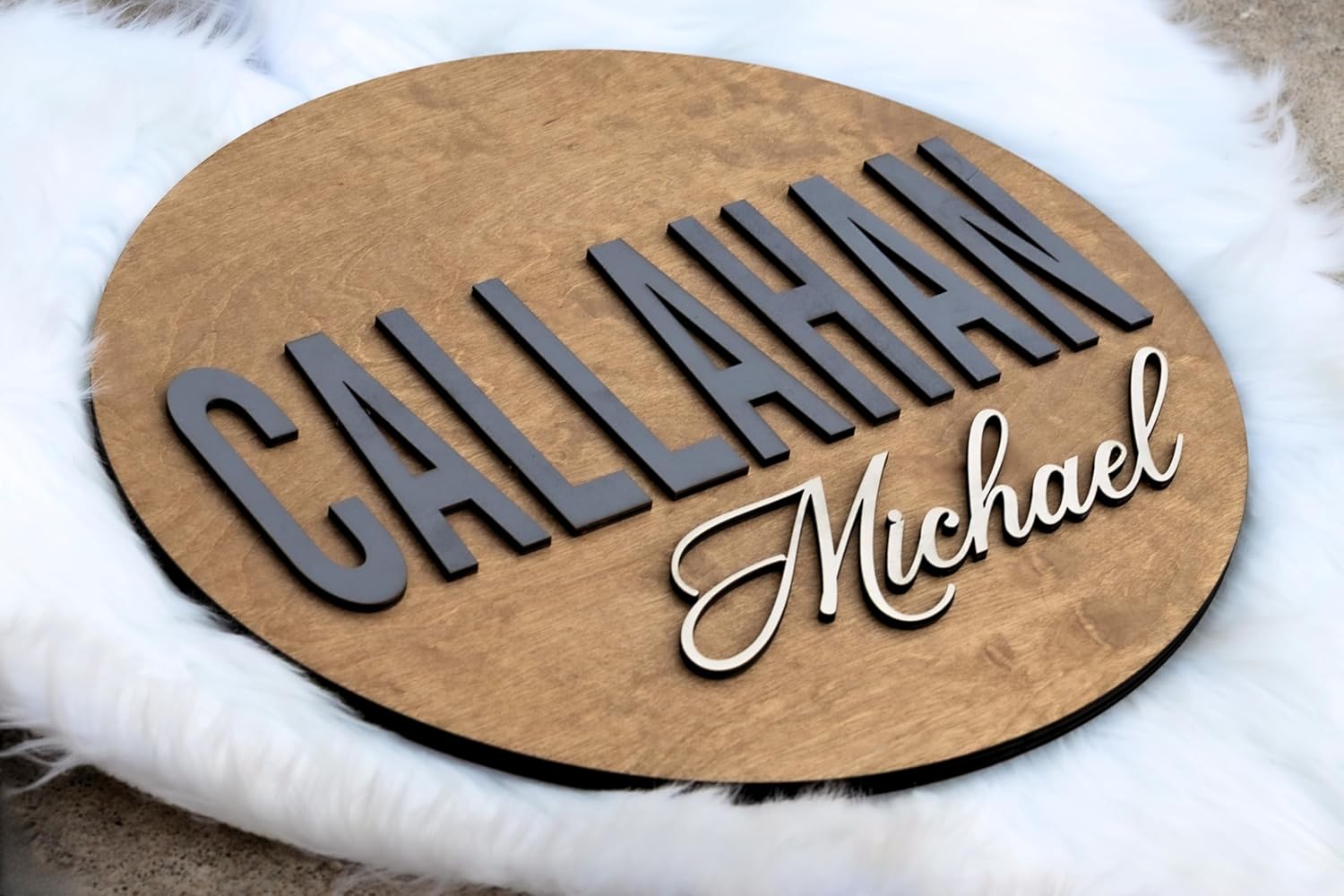 Custom Round Nursery Name Sign 1
