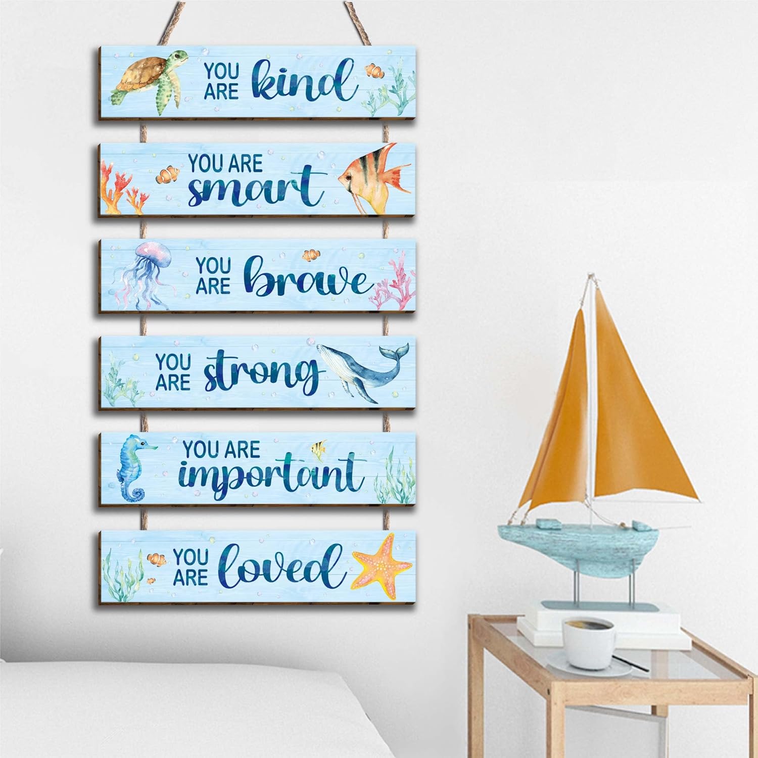 6 Pcs Ocean Decor Wall Plaques for Kids Room