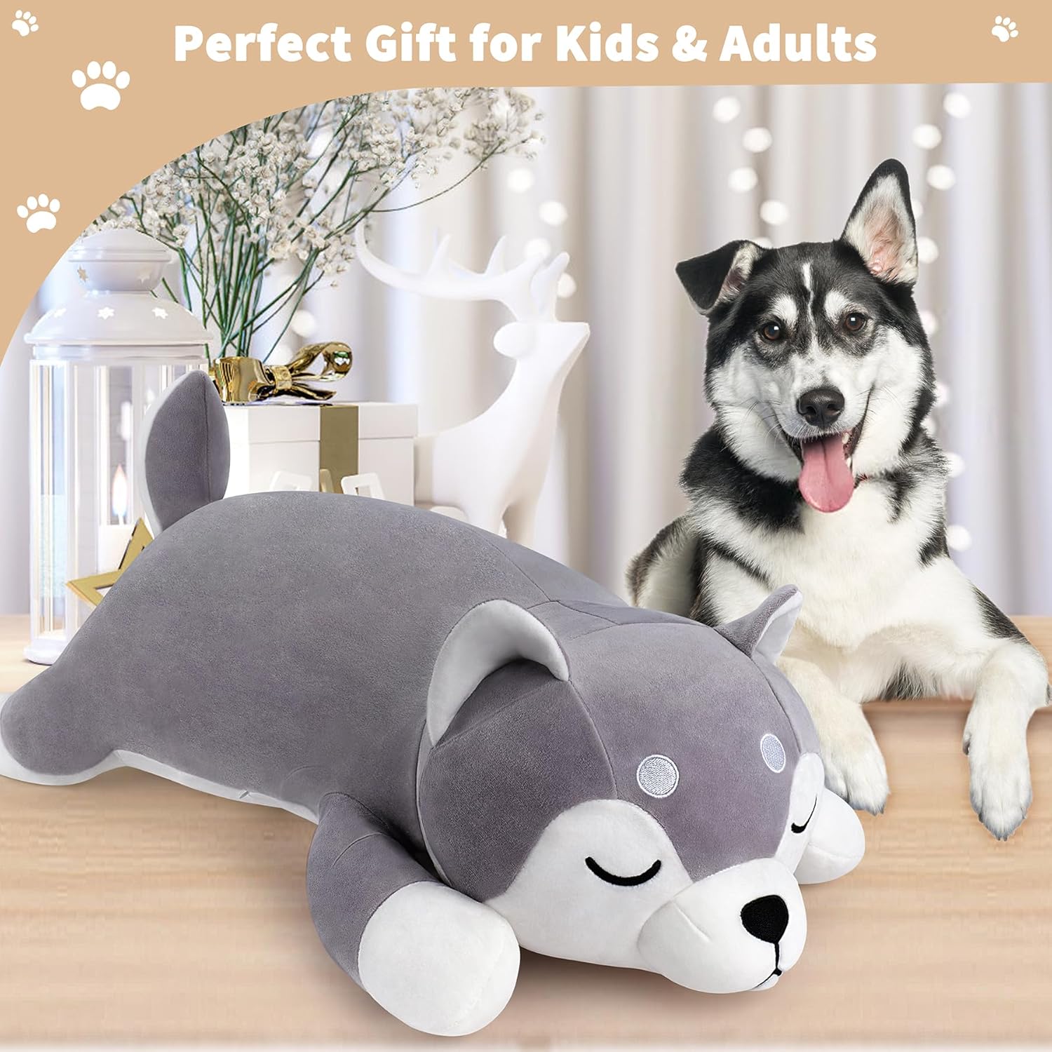 Auspicious Beginning 30 Inch Husky Plush Pillow