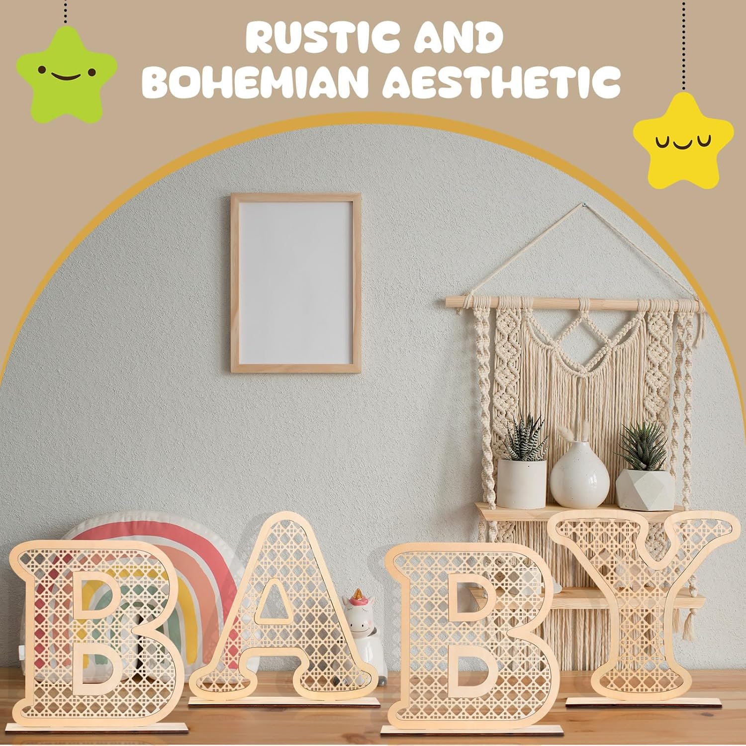 Wooden Rattan Baby Letters Marquee Decor