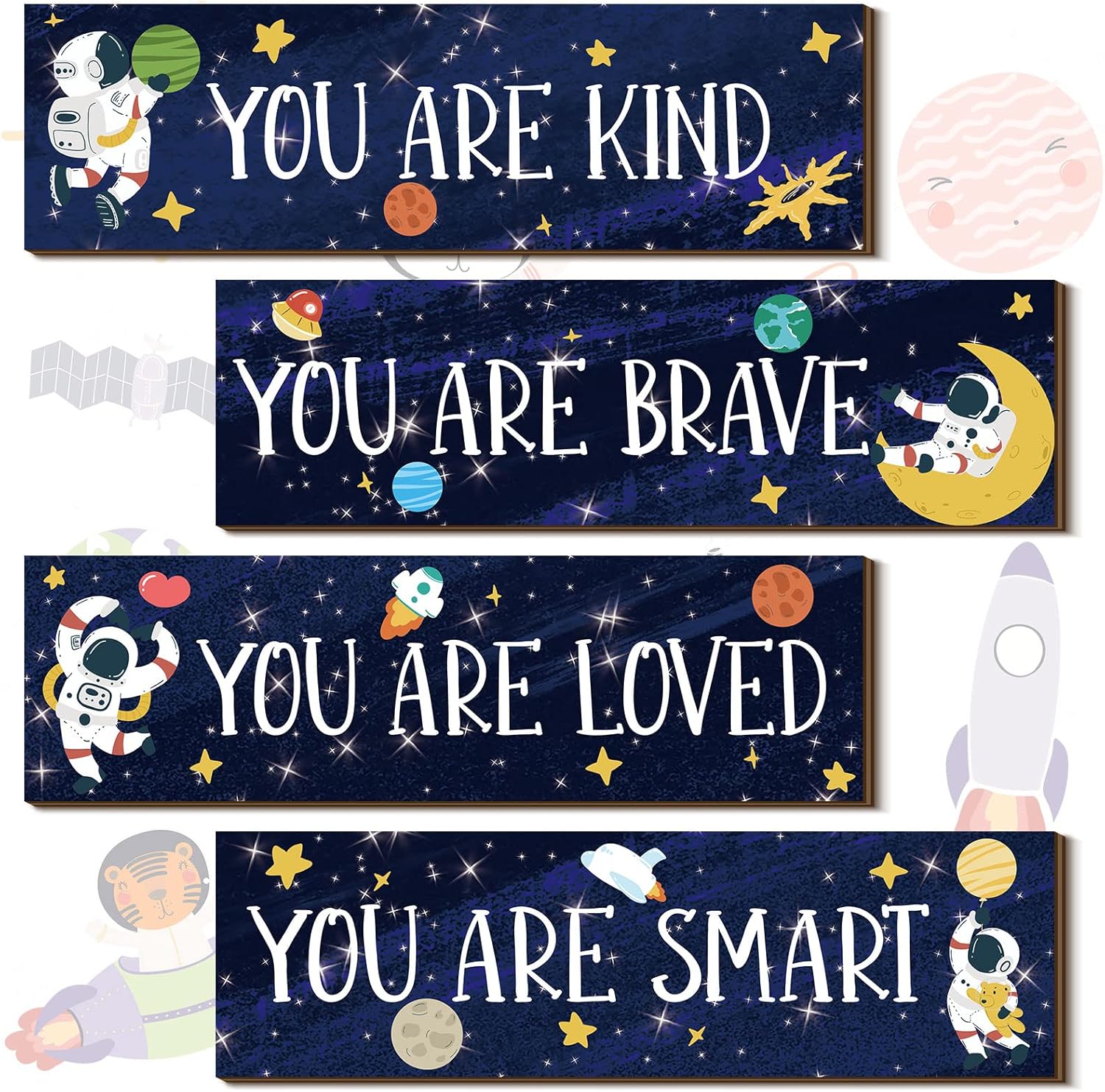 Yookeer 4 Pcs Space Room Decor for Kids Boys