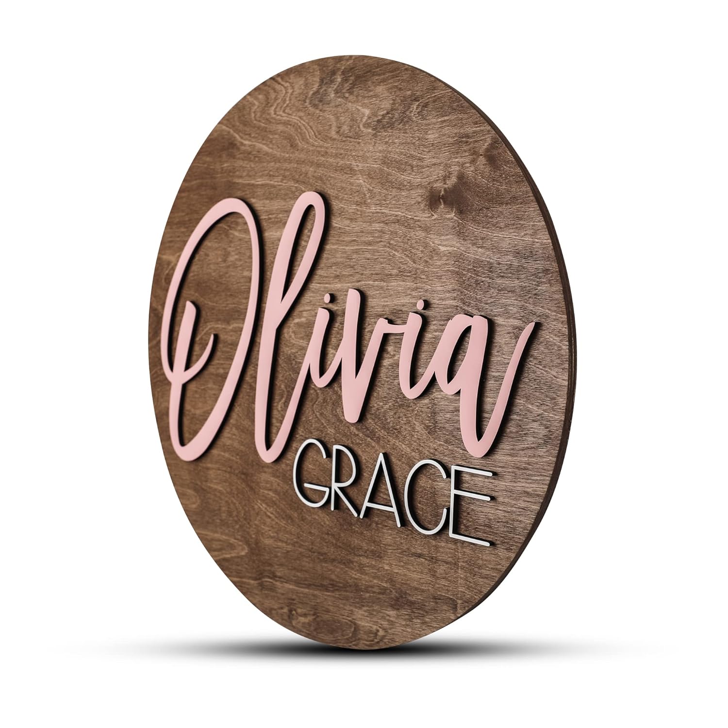 Custom Round Nursery Name Sign - Olivia Grace
